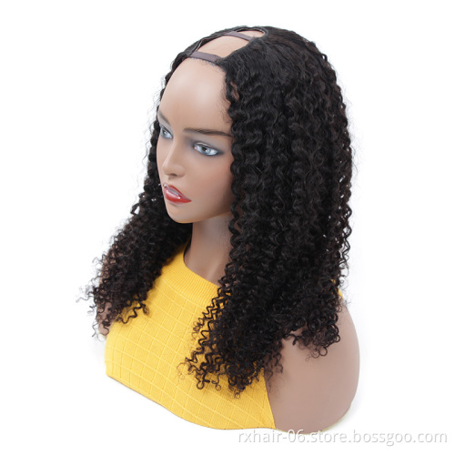 ISEE HAIR Factory Direct New Arrival Wholesale Kinky Curly Clip In Hair Human Cambodian With Front U Part Lace Wig